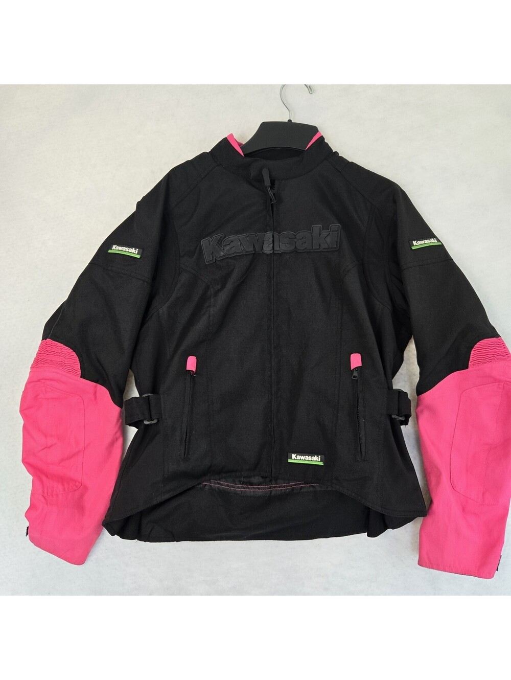 Womens Vault Armor System Padded Kawasaki moto Jacket Size M Blk/Pink Front Zip